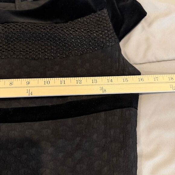 Piazza Sempione Textured Black Dress Velvet and Tweeded Back Zip Size 6 (IT 42) - Picture 13 of 16